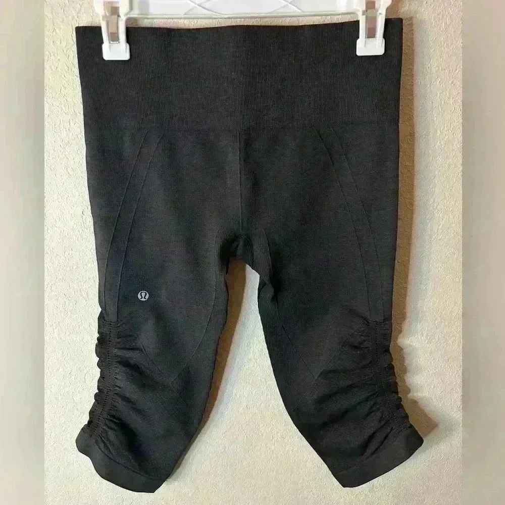 Lululemon In The Flow Crop Heathered Deep Coal Sz 6